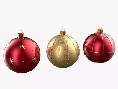 Christmas Tree Ornament Set4 - Red Yellow 3D model