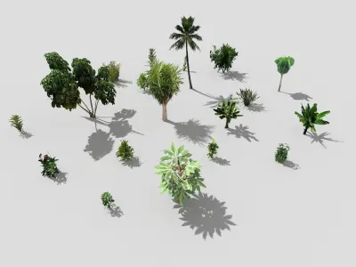 low poly foliage pack Low-poly 3D model