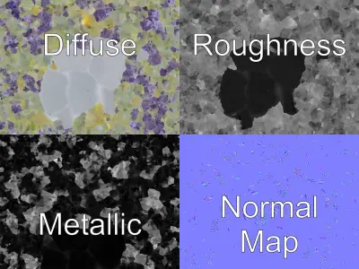 Slate Gray Vase with Lavender Bouquet Model Pack Low-poly 3D model