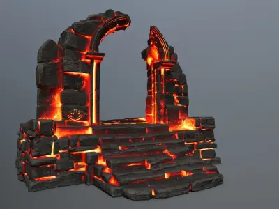 Ruin Stairs Low-poly 3D model