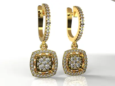Earrings pair of with diamonds 3D model