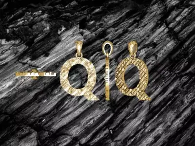 Q Letter Alphabet Tiles Texture Pendant 3D Print Model 3D print model