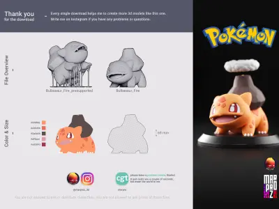 Pokemon - Fire Bulbasaur 3D print model