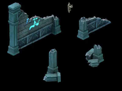 Game Underground Palace - Remaining Wall 01 3D model