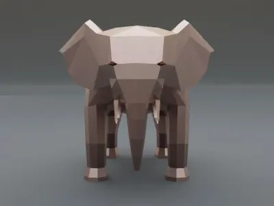 Copper elephant low poly 3D model for 3D print 3D print model