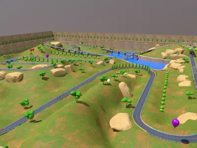 Racing location for mobile games Low-poly 3D model