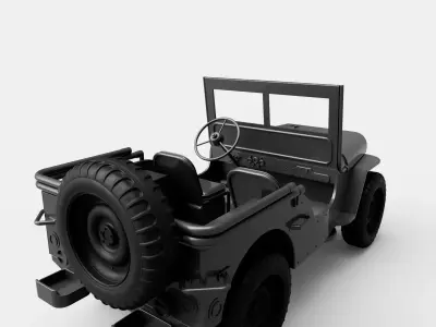 WW2 Willys jeep Low-poly 3D model