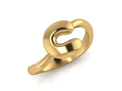 C alphabet baypass ring 3D print model