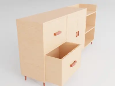 wooden tv stand design modern 3D model