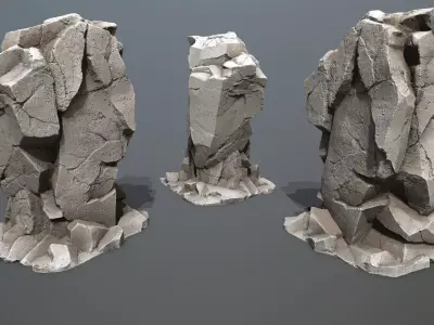 cliff rocks   Low-poly 3D model