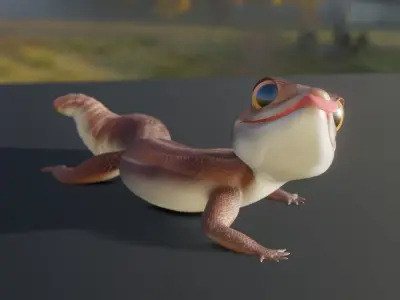 Gecko silver Low-poly 3D model