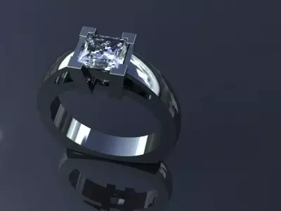 Princess Cut Solitaire Size 6 Diamond Ring Gold Ladies Jewelry 3D print model