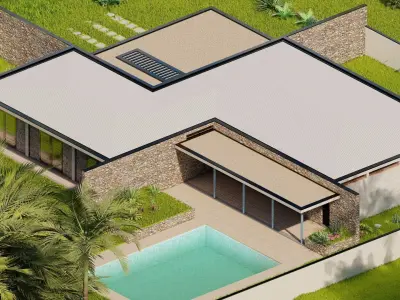 Villa-Casa Scene-Modern Villa 3D model