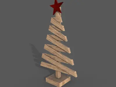 Christmas tree Wooden decor Low-poly 3D model
