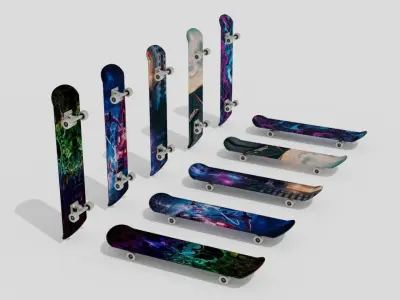 Skateboards Pack Low-poly 3D model