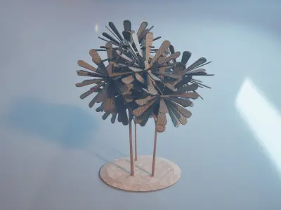 Conceptual shrub S1Bv7 Low-poly 3D model