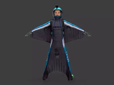 Wingsuit Skydiving  Low-poly 3D model