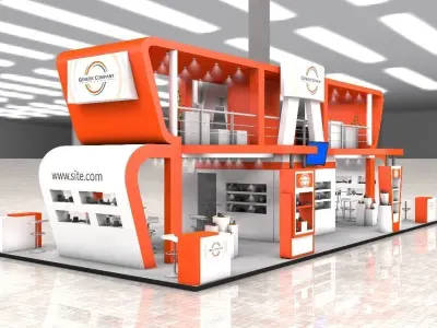 Exhibition Stand Booth stall 15x7m Height 500cm 4 Side Open 3D 3D model