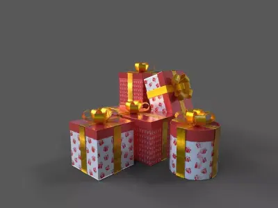 Gift box  Game Ready Low poly 3D Model collection Low-poly 3D model