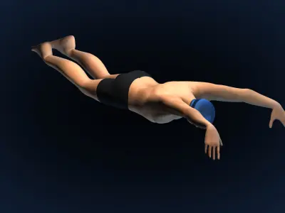 Swimming Man Rigger - Butterfly Low-poly 3D model