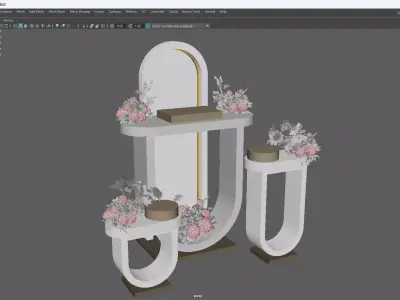 Elegant Floral Pedestal Stands Low-poly 3D model