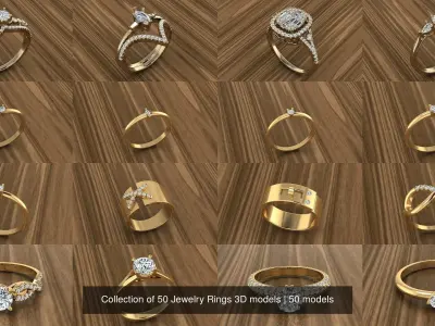 Collection of 50 Jewelry Rings 3D models 3D Model Pack
