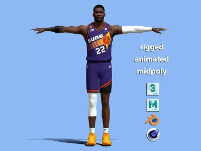 T-Pose rigged Deandre Ayton Phoenix Suns NBA 3D model