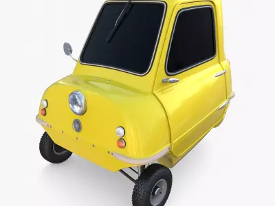 Peel P50 Yellow with chassis 3D model