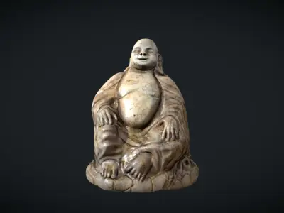 Happy Buddha - an aged statue of the sitting Buddha Low-poly 3D model