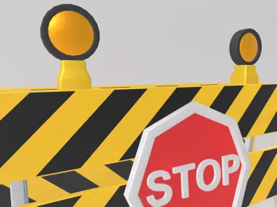 Stylized Low-Poly Square Stop Road Barrier Low-poly 3D model