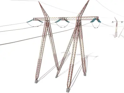 Electricity Pole 25 Weathered Low-poly 3D model