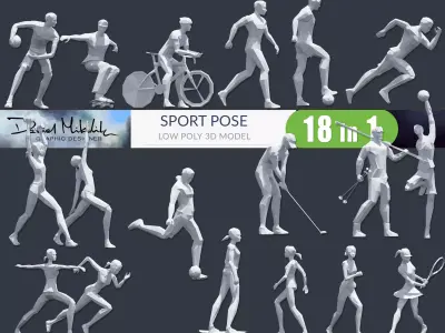 Low Poly Sport Pose PACK Low-poly 3D model