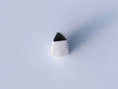Vase curved tipping triangle with horizontal dents and twiste... 3D print model