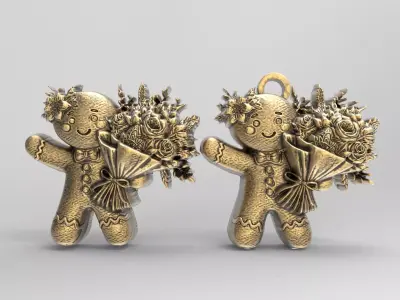 ginger cookie with flower 3  3D print model