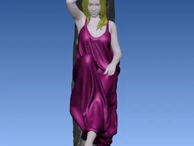 Lying Sleep Moon Night Girl moonlight 3D print model