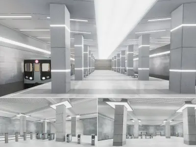 Subway Stations - 3 Scenes Low-poly 3D model