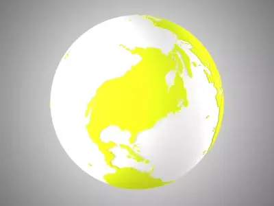 Solid Color Yellow White Globe 3D model