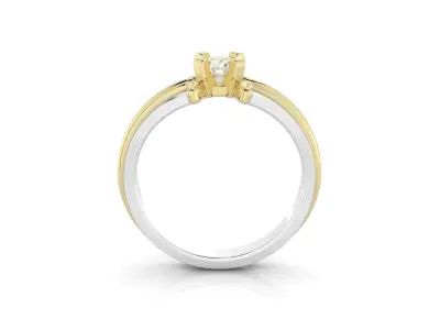 D-1739 diamond engagement ring gold and gold 3D print model