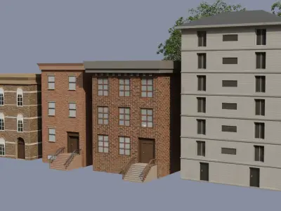 Buildings Flats Free low-poly 3D model