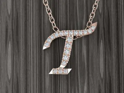 Jewelry Alphabet Pendant T 3D print model