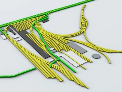 Vienna Schwechat VIE Airport Roads Buildings and Public Trans 3D model