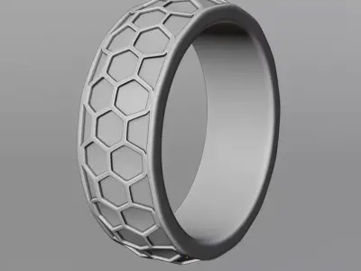 Honeycomb Gold Ring - Geometric 3D Print Jewelry Model 3D print model