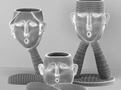 vases set three ceramic 3D print model