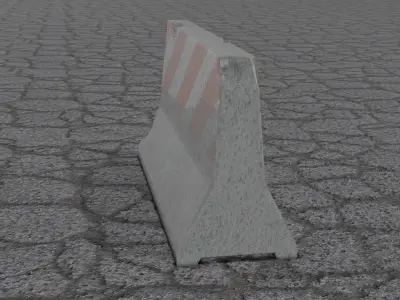 Concrete Road Barrier Destroyed 3D model