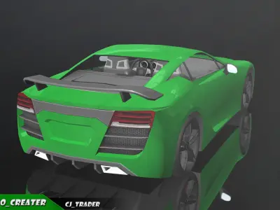 Low-Poly Lexus LFA White Racing Car  3D Model Low-poly 3D model