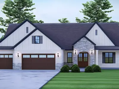 Modern Farmhouse Cozy Suburban Home 3D Model  3D model