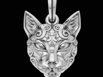 Cat Head Pendant  Elegant Feline Jewelry 3D Print Model 3D print model