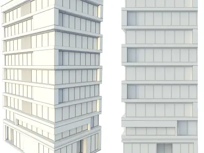 Modern office building No 6 Low-poly 3D model