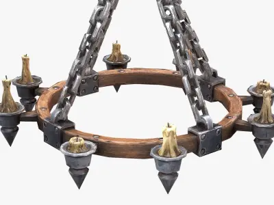 Chandelier with candles Low-poly 3D model