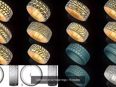 Collection of car tread rings 3D Model Pack